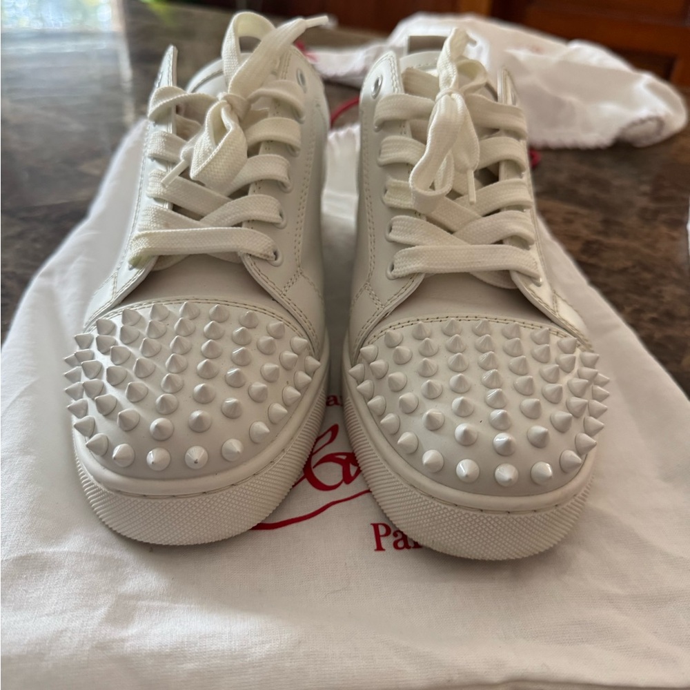 Christian Louboutin White Spiked Sneakers